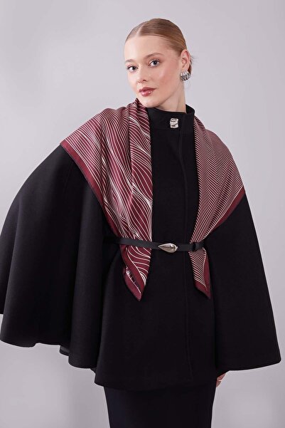 Levidor Black Poncho with Hidden Belt Detail