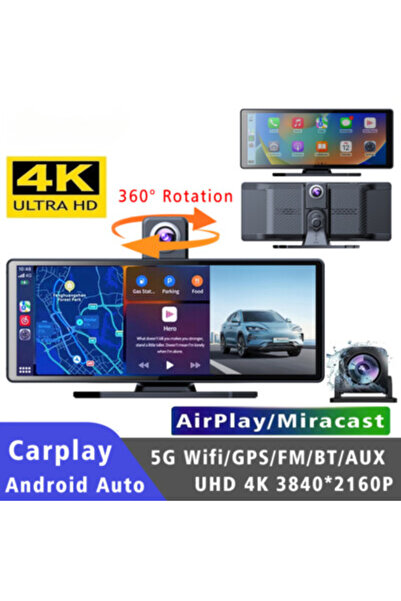 PUKON 10.26" 4K Dash Cam ADAS Wireless Carplay & Android Auto Car DVR Video R...