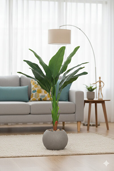 Generic Artificial bird of paradise tree (115 cm tall) in a round plastic pot
