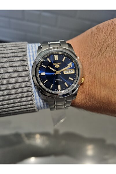 Seiko 5- Automatic Dark Blue Dial Calendar Steel Bracelet 3 Atm Water Resista...
