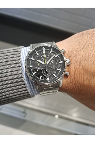 Seiko Black Dial Calendar Steel Bracelet Sapphire Glass 10 Atm Water Resistan...