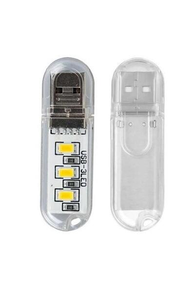 Powermaster PM-34390 Flash Bellek Görünümlü Taşınabilir 3 Led Beyaz Işık Usb Gece Lambası