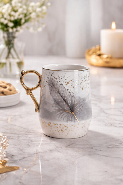 YzHome كوب أكار من البورسلين المذهب والمزخرف سعة 220 مل