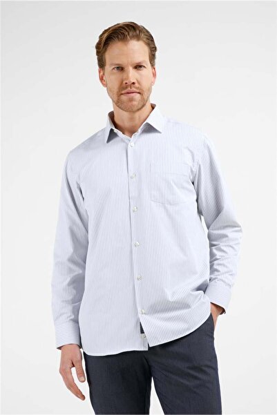 İmza Ecru-Black Striped Pattern Hard Collar Long Sleeve Pocketed Comfort Fit ...