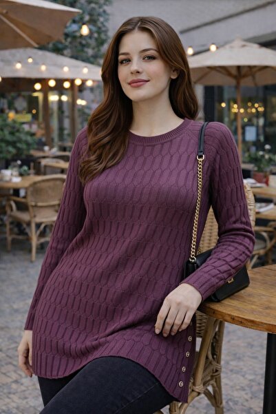 Fresh&Moda Women's Mercerized Slit Young Mother Seasonal Sweater