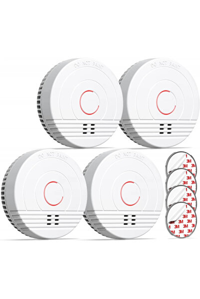 Andyssey Set of 4 smoke detectors with 85dB alarm, battery included and magne...