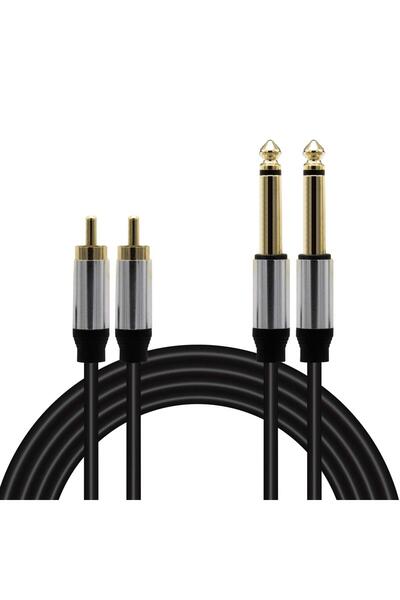 MagicVoice LD398 5 Metre Çift RCA - Çift 6.35mm Mono Jak Stereo Mixer Ses Kab...
