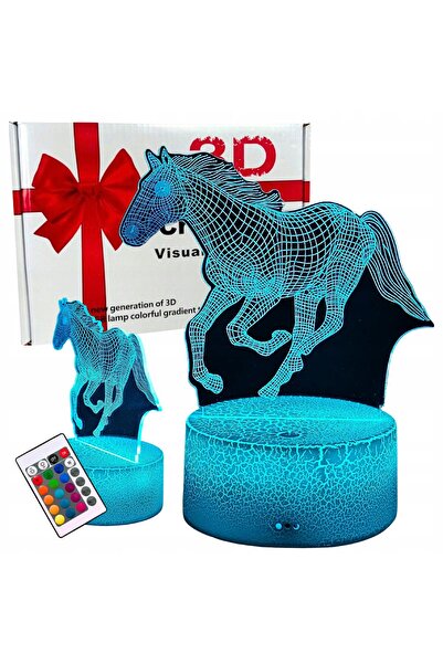 Other Lampă de birou de noapte pentru copii Cal Cal 16 LED 3D + Telecomandă