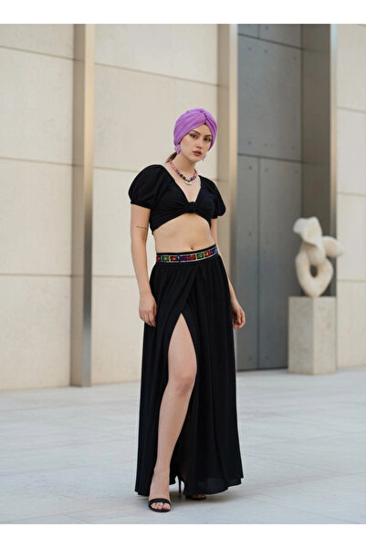 Su Koleksiyon Mi̇dyat Şi̇le Bezi̇ Bohem Skirt / Black