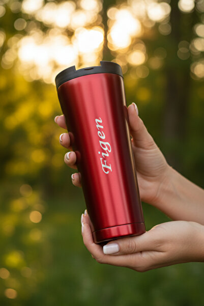 MEG TASARIM DÜNYASI Kişiye Özel İsim Yazılan 500 ml Vakumlu Kapak Çelik Termo...