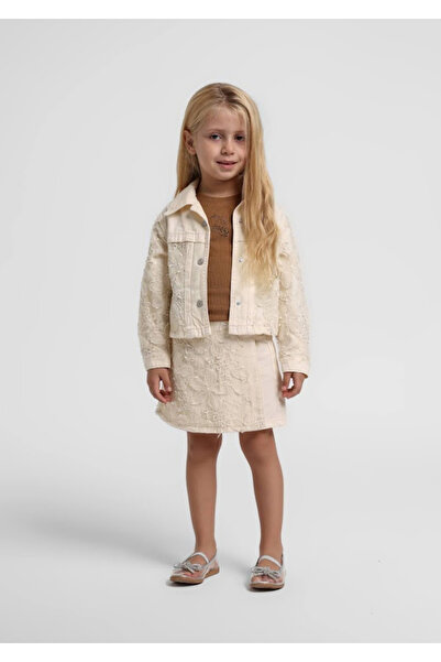 Escabel Kız Bebek İşlemeli Şort Etek 1-5 Yaş Krem