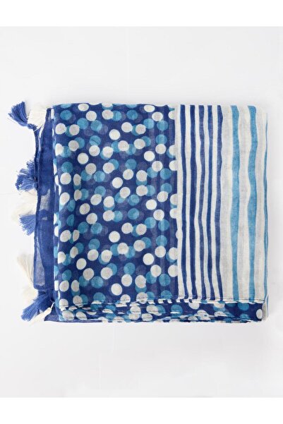 Jimmy Key Lacivert Puantiyeli Dokuma Şal