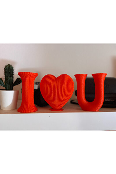 DU&ER مزهرية زهور زخرفية بتصميم "أحبك" - إكسسوار رومانسي للطاولة والمنزل