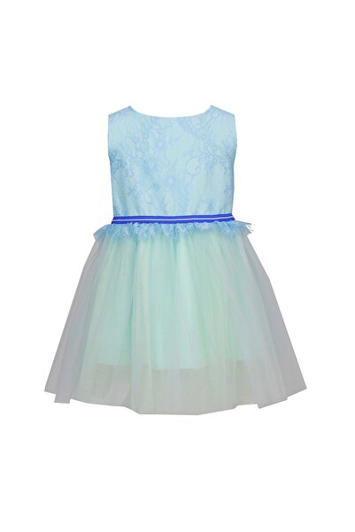 ambar studio MILLIE blue lace and green tulle girls dress