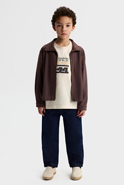 NK Jachetă aztecă pentru băieți, 4-8 ani, maro