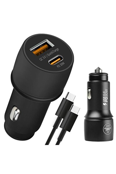Powermaster Powerway CC36 30W PD + QC 3.0 Çift Çıkışlı Metal Araç Çakmaklık H...