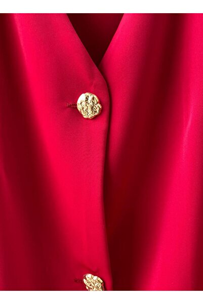 PERA MODA Cămașă elegantă pentru femei, cu decolteu în V și nasturi aurii, mă...