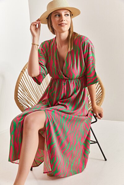 Hiccup Printed midi dress with V-neck and Slit
