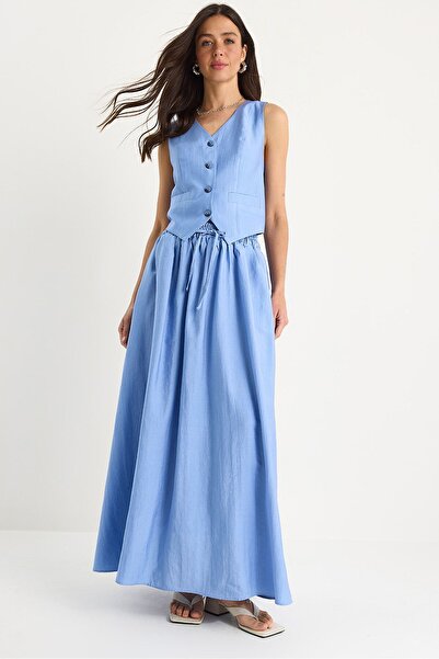 Hiccup LUCCI V-Neck Vest thaj Maxi Skirt duj kotora Coord Set