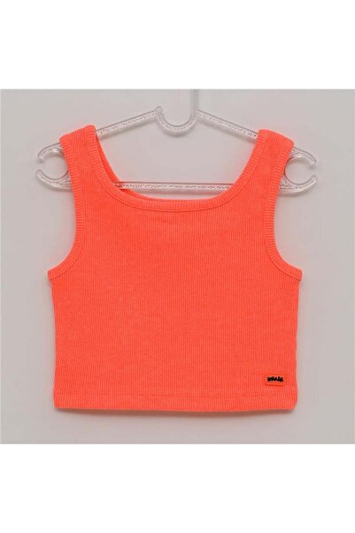 WANEX Kız Çocuk Sıfır Kol Crop Tişört - 32533 - Neon Turuncu