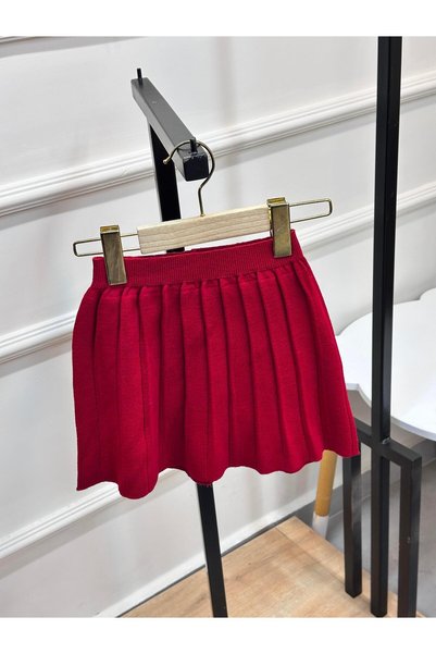 ArdenKids 2-8 Yaş Kırmızı Piliseli Triko Etek