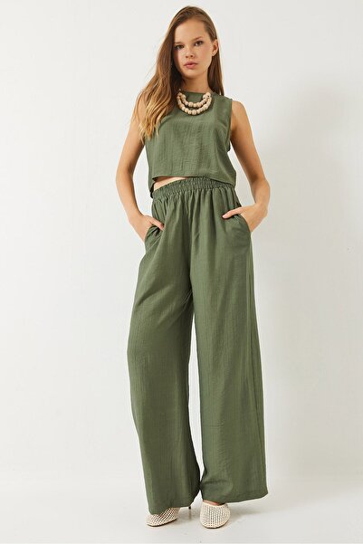 Hiccup Bianco Lucci two-piece summer set with knotted vest and high-waisted p...