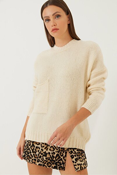 Hiccup Pulover tricotat cu model și buzunare mari Bianco Lucci