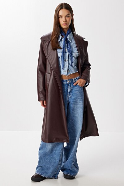 Hiccup ISTANBUL Long Trench Coat in Eco-Leather