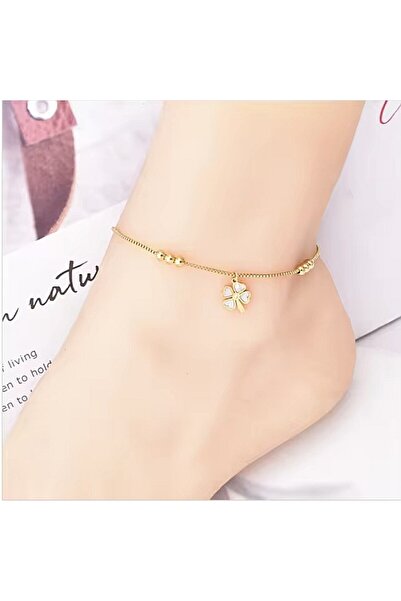 Ezera Four Leaf Clover Ankle Bracelet with 14K Gold Plating