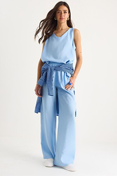 Hiccup LUCCI V-Neck Pamuk bluza-pantaloni duj kotora set