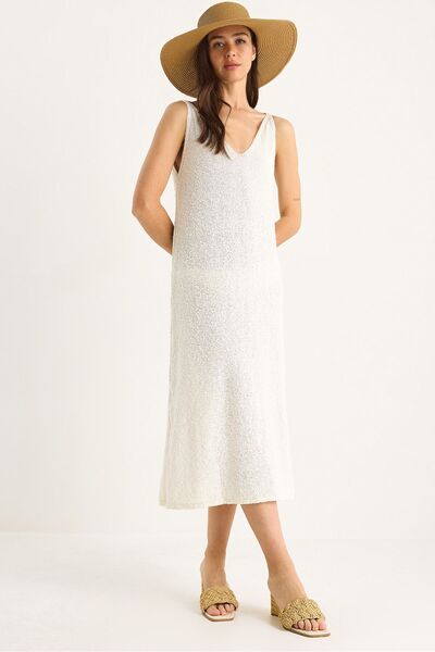 Hiccup Striped knitted summer dress with back straps Bianco Lucci