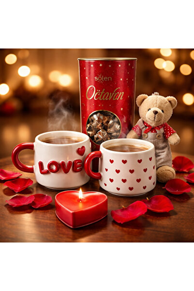 MyMomento Valentine's Day Gift Set - Set of 2 Cups (Love & Heart) / Chocolate...