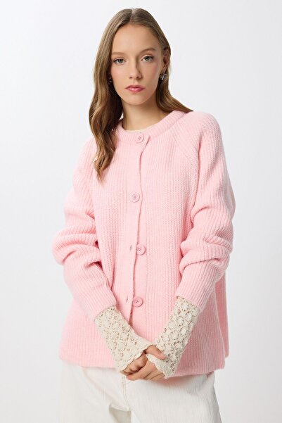Hiccup ISTANBUL Oversized Ribbed Textured Cardigan with Button Closure