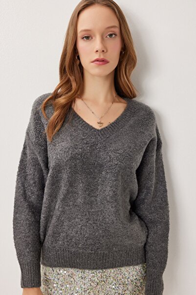 Hiccup ISTANBUL textured V-neck long sleeve sweater