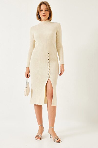 Hiccup Bianco Lucci ribbed buttoned knitted dress