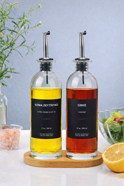 Kapris 2 Adet Cam Yağlık Bambu Altlıklı 2x500 ml 82551