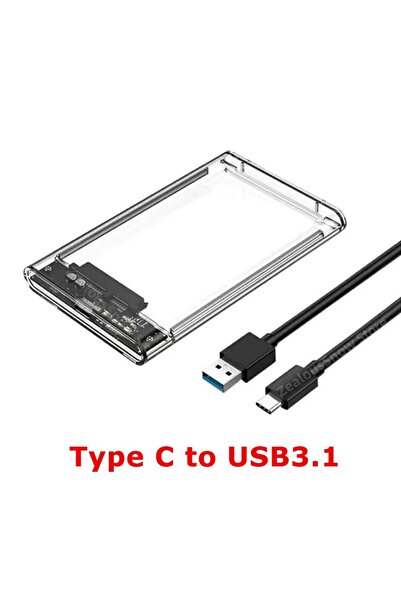 Choice1 Type C to USB3.1 Tr USB3.0 External HDD Case 5Gbps 2.5 Inch Transpare...
