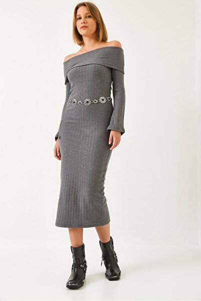 Hiccup Rochie cu mâneci evazate și nervuri Bianco Lucci Madonna Neck