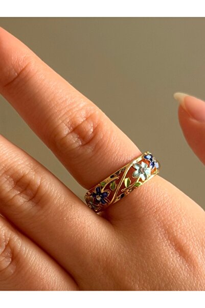 Pater Paulie خاتم مينيلي فلورا قابل للتعديل مطلي بالذهب والنحاس