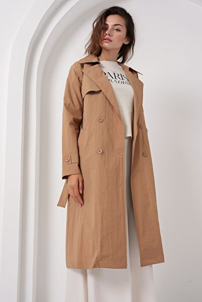 Hiccup Bdart Double Button Long Trench Coat with Pockets
