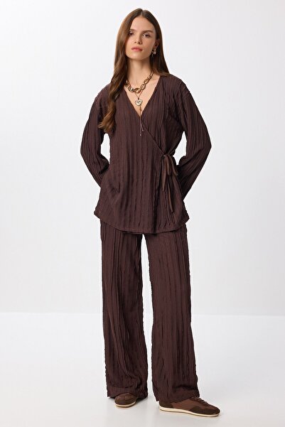 Hiccup ISTANBUL Textured Knit Two-Piece Set With Double Buttons And Long Sleeves