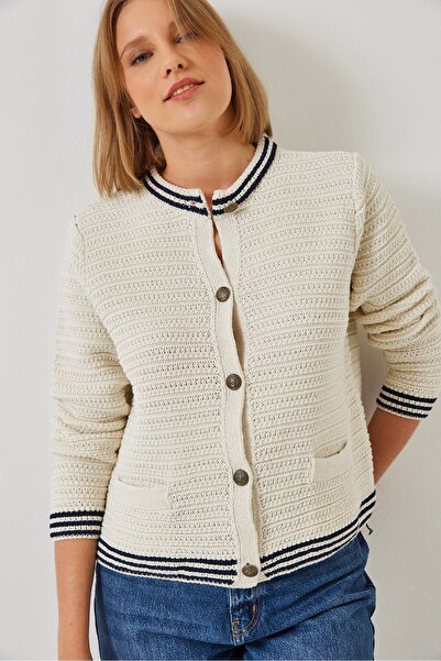 Hiccup Knitted cardigan with pockets and buttons Bianco Lucci