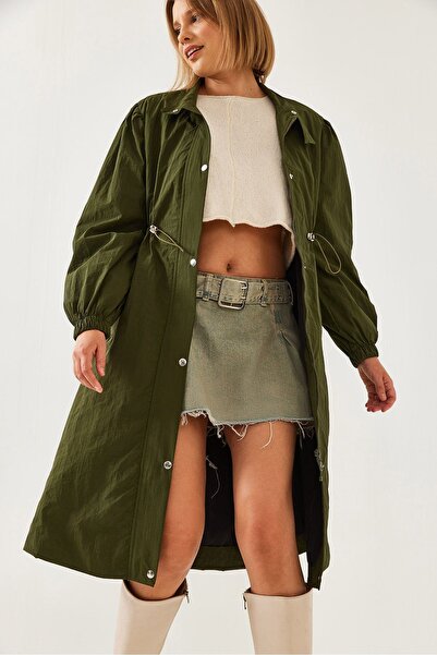 Hiccup Pelerină de ploaie lungă cu talie elastică Bianco Lucci