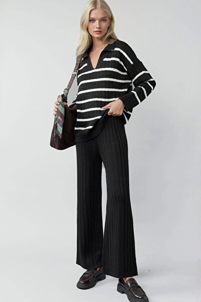 Hiccup MY FASHION Polo Yaka Çizgili Triko Takım