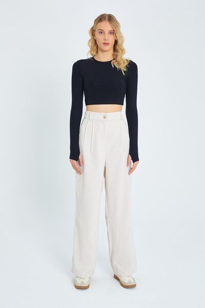 Hiccup Mixray high-waisted straight-leg velvet trousers