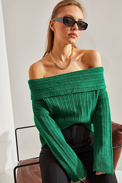 Hiccup LUCCI Off Shoulder Ribbed Knit Sweater