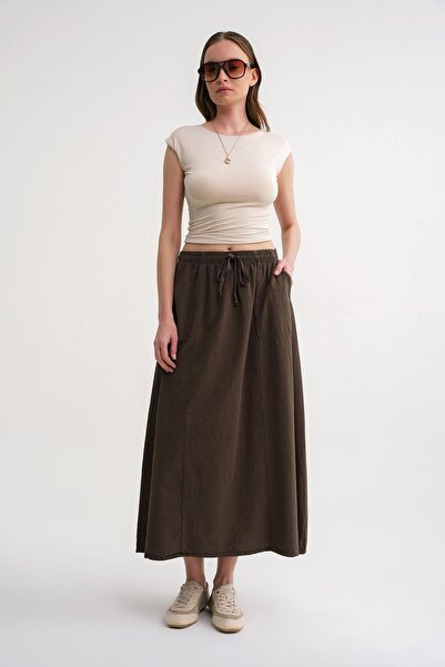 Hiccup Mixray high-waisted poplin skirt with drawstring detail