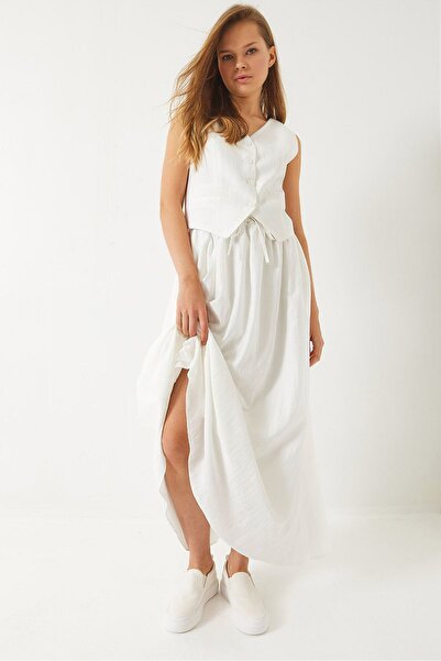 Hiccup LUCCI V-Neck Vest thaj Maxi Skirt duj kotora Coord Set