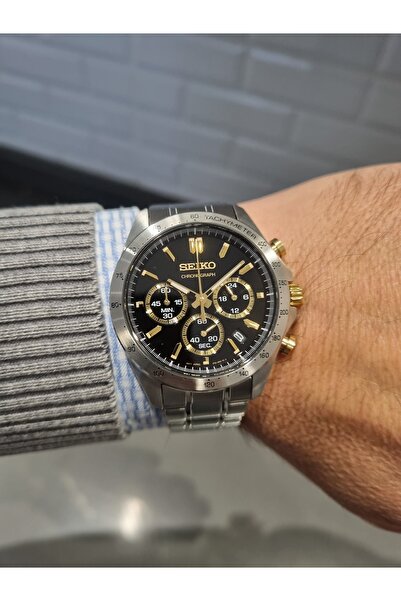 Seiko Black Dial with Calendar Steel Bracelet 10 Atm Waterproof Men Wristwatch