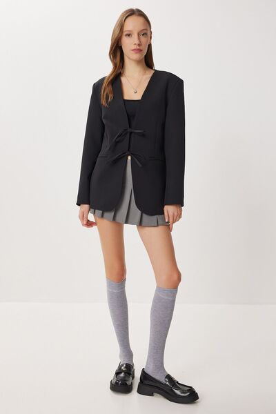 Hiccup ISTANBUL V-neck gabardine jacket with bow detail